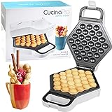 Bubble Waffle Maker- Electric Nonstick Hong Kong Egg Waffler Iron Griddle w Ready Indicator Light- Ready in under 5 Mins- Recipe Guide Included Make Homemade Ice Cream Cones Summer Pool Party Treat