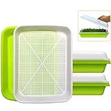 SUNPRO 2-Pack Seed Sprouter Tray BPA Free PP Soil-Free Big Capacity Healthy Wheatgrass Grower Sprouting Container Kit with Lid (2, Green)