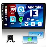 1G+32G Double Din Android 13 Car Stereo with Wireless Apple Carplay Android Auto, 10.1 Inch Touch Screen Car Radio with HiFi/BT/GPS Navigation Support Fastboot Backup Camera WiFi Connection