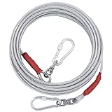 Dog Tie Out Cable for Dogs Outside Up to 125/250lbs,10/20/30/50FT Long Dog Leashe&Chains,Small-Large Dogs Runner Cable for Yard,Heavy Duty Dog Lead Line for Outdoor,Camping,Yard(250lbs 30FT, Silver)
