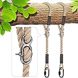 BeneLabel Tree Swing Ropes, Hammock Tree Swings Hanging Straps, Adjustable Extendable, for Outdoor Swings Hammock Playground Set Accessories, 5ft(60'), 2 Pack, Off-White