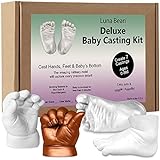Luna Bean Deluxe Baby Keepsake Hand Casting Kit - Plaster Hand Mold Casting Kit for Infant Hand & Foot Mold - Baby Casting Kit for First Birthday, Christmas & Newborn Gifts - (Pearl Sealant)