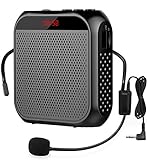 Portable Voice Amplifier with Wired Microphone Headset Rechargeable PA System Speaker Personal Microphone Speech Amplifier Power Amplifiers Loudspeaker for Teachers/Metting/Tour Guide (Black)
