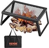 VEVOR Folding Campfire Grill, 18' Portable Camping Grates Over Fire Pit, Heavy Duty Steel Mesh Grate, Camp Fire Cooking Equipment with Legs Carrying Bag, Grilling Rack for Outdoor Open Flame Cooking