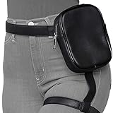 Pander Leg Bag for Women - Nova Fashion Black Leather Fanny Pack for Women (Black)