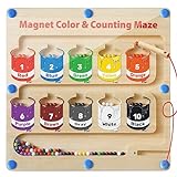 Magnetic Color and Number Maze, Montessori Toys for 3+ Year Old, Wooden Magnet Board Counting & Color Sorting Toddler Activities, Educational Fine Motor Skills Toys Gifts for 3-5 Years Old Boys Girls