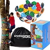 Hyponix Ninja Tree Climbing Kit – 16 Rock Climbing Holds & 8 Ratchets – Reinforced Rock Climbing Holds - Sets up Within Minutes - The Perfect Outdoor Toys for Kids 5-12