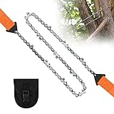 Pocket Chainsaw, 24in/36in Pocket Rope Saw, Folding Chain Hand Saw with Carry Pouch, for Outdoor Survival Camping, Hunting, Hiking, Cutting Wood(24in)