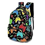oallpu Colorful Game Backpack, Cool Shoulders Backpack Stylish Laptop Bag with Multiple Pockets, Lightweight Gamepad Daypack (Colorful Game)