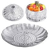 Veggie Vegetable Steamer Basket, Folding Steaming Basket, Metal Stainless Steel Steamer Basket Insert, Collapsible Steamer Baskets for Cooking Food, Expandable Fit Various Size Pot(5.9' to 9.8') YLYL