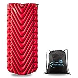 Klymit Insulated Static V Luxe Sleeping Pad, Extra Wide (30 Inches) for Camping and Backpacking Bundle with a Lumintrail Drawstring Bag
