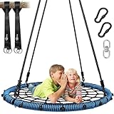 Trekassy Spider Web Tree Swing 45 inch for Kids Adults with Swivel, Steel Frame and Adjustable Ropes-Blue