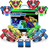USA Toyz Rechargeable Laser Tag Game - 4pk Laser Tag Set with Guns and Vests, 4 Laser Tag Guns, 4 Lazer Tag Vests with FX, LEDs Outdoor Multiplayer Toy Shooting Games Laser Tag for Kids, Teens, Adults