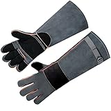 SLARMOR Animal-Handling-Gloves Bite Proof, 17.7in/23.6in Reinforced Leather Gloves for Dog Training,Cat,Falcon,Reptile,Welding-Gloves