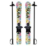 SOLA Winter Sports Kid's SLKS103 Beginner Snow Skis and Poles with Bindings Age 3-4 (Gaggle)