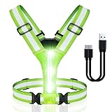 LED Reflective Vest Running Gear, USB Rechargeable LED Light Up Vest High Visibility with Adjustable Waist/Shoulder for Jogging Running Cycling Walking Motorcycle