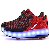 AIkuass Roller Shoes USB Rechargeable Wheely Shoes LED Light Up Skate Shoes for Boys Girls Kids Breathable Shoes with Wheels Christmas Thanksgiving Gifts