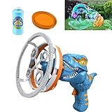 Electric Children's Fan Dinosaur Bubble Machine Nanecity, Electric Dinosaur Bubble Machine, Fun Big Bubble Wand Outdoor Toys for Ages 4-8, Giant Bubble Maker Birthday Party for Boys Girls (Blue*1)