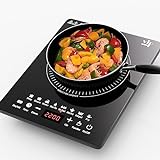 Portable Induction Cooktop, Countertop Burner with Multi-Function, 2200w Electric Stove with Easy Clean Glass, 8 Modes Sensor Touch Cooker (Black S1)