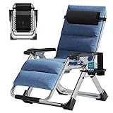 Zero Gravity Chair, Lawn Recliner, Reclining Patio Lounger Chair, Folding Portable Chaise with Detachable Headrest and Cup Holder