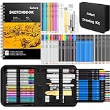 Caliart Drawing Supplies, Art Set Sketching Kit with 100 Sheets 3-Color Sketch Book, Graphite Colored Charcoal Watercolor & Metallic Pencils, Gifts for Artists Adults Teens Kids, 176PCS