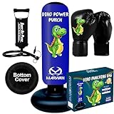 MARWAN SPORTS-Inflatable Punching Bag for Kids - Kids' Punching Bag Set with Boxing Gloves-Kids Boxing Bag Set - Dinosaur Toy-Great Christmas & Birthdays Gifts for Kids 4,5,6,7,8,9 Years Old (Blue)