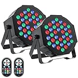 U`King LED Par Lights DJ Stage Light Corded RGB 36 LED with Sound Activated Remote Control DJ Uplighting for Wedding Party Club Christmas Stage Lighting (2 Packs)