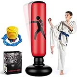 Inflatable Punching Bag for Kids with Air Pump, Quehun 63' Inflatable Kid Boxing Bag, Free Standing Bounce Back Tumbler for Boxing Bag, Suitable for Karate Kickboxing, Gift for 3-5-8-12 Years Kids