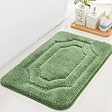 BEQHAUSE-Bathroom-Rugs-Non-Slip-Bath Mats for Bathroom Soft and Absorbent Polyester Bath Mat Machine Washable Quick Dry Shaggy Shower Mat for Bathroom, Bathtub and Sink,16' x24,Green