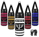 Jayefo Punching Bag and Boxing Gloves Set for Children - Kids Boxing Set with Boxing Bag with Hanging Straps and Boxing Gloves for Kids for Boxing, MMA, Karate, Judo - Ages 3 to 9 – Black White