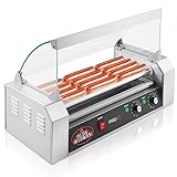 Olde Midway Electric 12 Hot Dog 5 Roller Grill Cooker Machine with Cover 700-Watt - Commercial Grade