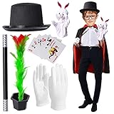 Yewong Kids Magician Costume Accessories with MagicianTop Hat Cloak Cape Wand Gloves Rabbit Puppet Magic Tricks Kit