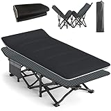 ATORPOK Camping Cot for Adults with Cushion Comfortable, Tent Folding Cot for Sleeping, Lightweight Folding Bed with Carry Bag Supports 450 lbs
