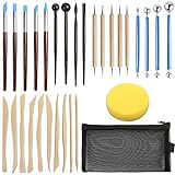 LotFancy Polymer Clay Tools, 30PC Modeling Clay Tools Set, Dotting Tool & Pottery Craft, Air Dry Tool Set, DIY Handicraft for Adults &Kids, Baking, Carving, Drawing, Dotting, Molding, Painting