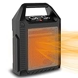 Electric Portable Space Heater, LIFEPLUS Ceramic Space Heater, Portable Heaters Fan with 3 Power Modes Adjustable Thermostat Safety Cut-off Fast Heating for Home Office Gargae Basement 1500W