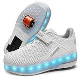 Qneic USB Chargable Double Roller Shoes Skate Shoes for Boys Girls Kids with Two Wheels
