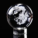 XIAOJIA Crystal Ball 3D Inner Carving Glass Ball Crystal Meditation Glass Sphere Feng Shui Home Decor Ornaments Dragon-Xs,Clear