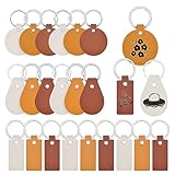 SMAODSGN 27 Pieces DIY Leather Keychain for Crafts Blank Leather Keychains for Engraving Round Leather Keychain Blanks Leather Key Fob Kit for DIY Craft Laser Engraving Decorations Gifts (3 Style)