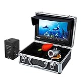 Eyoyo Underwater Fishing Camera Portable Video Fish Finder 9 inch LCD Monitor 1000TVL Waterproof Camera Underwater DVR Video Fish Cam 15m Cable 12pcs IR Infrared Lights for Ice, Lake and Boat Fishing