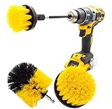 4 Pack Drill Brush Set- Electric cleaning brush kit- All Purpose Drill Brush with Extend Attachment for Bathroom Surfaces- Grout- Floor- Tub- Shower- Tile- Corners- Kitchen.(Yellow)