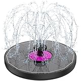 SZMP Solar Fountain 3.5W Bird Bath Fountains with Rosy Flower 2024 Upgraded 100% Glass Panel, Solar Powered Water Fountain with 7 Nozzles, Solar Fountain Pump for Pool, Pond, Garden, Outdoor (Black)