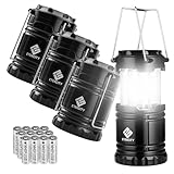 Etekcity Lantern Camping, Flashlight for Power Outages, Portable Camping Essentials Lights, Led Battery Operated Lamp for Emergency, Survival Gear and Supplies for Hurricane, 4 Pack, Black
