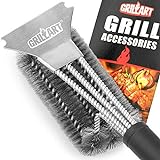 GRILLART Grill Brush and Scraper Best BBQ Brush for Grill, Safe 18' Stainless Steel Woven Wire 3 in 1 Bristles Grill Cleaning Brush, BR-4516