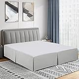 Cathay Home Double Brushed Microfiber Pleated Easy Fit Bed Skirt, Ultra Soft, Fade and Wrinkle Resistant - Light Grey, Queen
