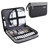 BRONZY TAIBID Picnic Set Camping Cutlery Organizer 4 Person Dinnerware Set - 24pcs Mess Kit,Portable Eating Sets with Camping Plates,Spoons,Knives,Wine Opener,Forks,Napkins (Black)