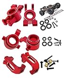 Rcarmumb Upgrades Part for 1/8 Sledge 4WD, Alloy Caster Block & Steering Blocks & Rear Stub Axle Carriers Hops up for Sledge 4WD Monster Truck #95076-4,Replace #9537,#9532,#9552,Red