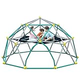 13 FT Climbing Dome with Play Canopy for Kids 3-10, Outdoor Play Equipment Supporting 1000 lbs, Anti-Rust Jungle Gym, Easy Assembly Geometric Dome Climber Play Center (Blue & Silver)