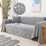 Osunnus Waterproof Sofa Cover Couch Cover Protector Sofa Throw Cover Slipcover Durable Multi-Function Furniture Cover for Pets Dogs Cats Home Living Room, Light Gray 71' x 118'