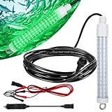 120 2835 SMD LED Underwater Fishing Light，8' 10.5W DC 12V 1000ML Green Night Fishing Finder Attractor, IP68 Submersible Boat Lamp for Lure Bait Snook Crappie, 22.3ft Cord Wire &Cigarette Adapter Wire