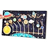 Atoylink Wooden Solar System Puzzle for Toddlers Planet Toys Space Puzzles Preschool Learning Activities Montessori Educational Toys for 4 5 6 Year Old Kids Boys Girls Gifts